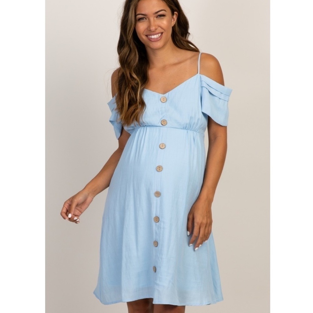 Pink Blush Blue off the shoulder maternity nwot